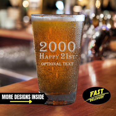Personalized 21st Birthday Gifts Beer Glass